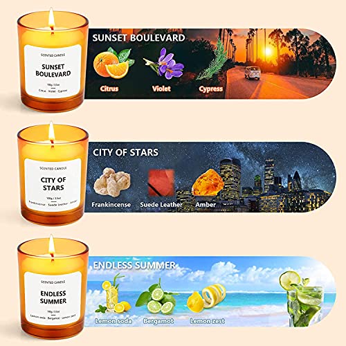 Scented Candles Set, Aromatherapy Candles for Home,Soy Wax Candles, Bathtub Candles Set, Candles Set City of Stars, Endless Summer, Sunset Boulevard Soy Wax Candle, Mothers Day Gifts