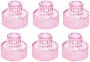 vixdonos pink candle holders set of 6 glass tealight candle holders for table centerpieces and wedding decor(l)
