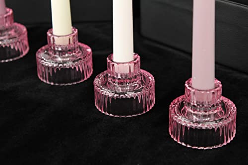 Vixdonos Pink Candle Holders Set of 6 Glass Tealight Candle Holders for Table Centerpieces and Wedding Decor(L)