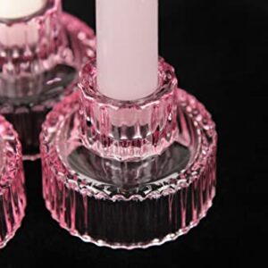 Vixdonos Pink Candle Holders Set of 6 Glass Tealight Candle Holders for Table Centerpieces and Wedding Decor(L)