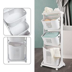 DNYSYSJ 3-Layer Laundry Basket with Wheels, Clothes Storage Basket Multi-Layer Rolling Laundry Cart, Dirty Clothes Basket Portable Handle for Bathroom/Bedroom/Dirty Clothes