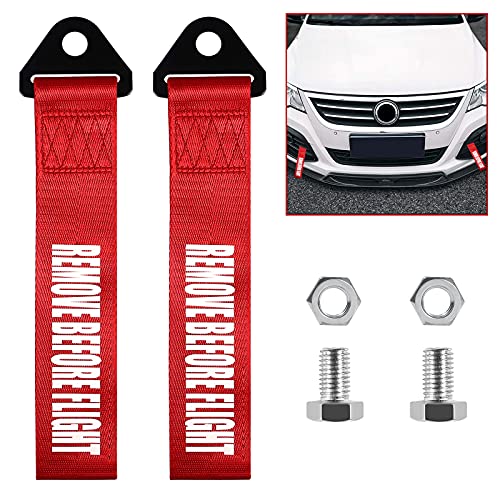 2 Pack Car Racing Tow Straps, MELIFE Tow Straps Universal Cars Set Belt Nylon Tow Straps Traction Rope Trailer Hooks for Rear or Front Bumper Decorative Trailer Belts - Remove b4 Flight