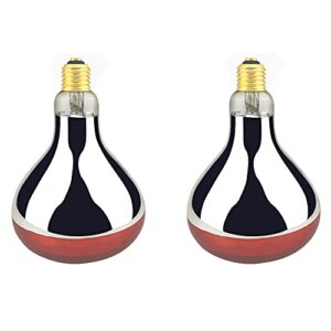 bongbada heat lamp bulb r40 100 watt 2 pack painted red infrared glass lamp bulb for food service, brooder bulb, chicks, pet, bathroom (red painted-1.0 version, r40/125w)