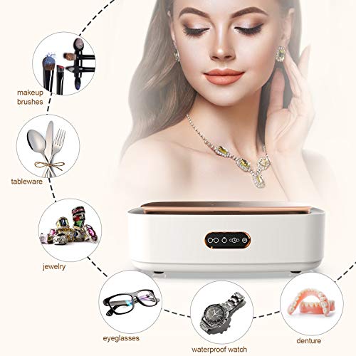 Venussar Ultrasonic Cleaner, Sonic Jewelry Cleaning Machine 300ML, 45kHz Professional Ultrasonic Jewelry Cleaner Machine for Glasses, Jewelry, Watches, Dentures, 4 Gear Adjustable (White)