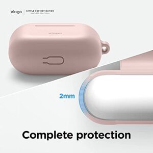 elago Silicone Case Compatible with AirPods 3 Case Cover - Compatible with AirPods 3rd Generation, Carabiner Included, Supports Wireless Charging, Shock Resistant, Full Protection (Sand Pink)