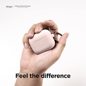 elago Silicone Case Compatible with AirPods 3 Case Cover - Compatible with AirPods 3rd Generation, Carabiner Included, Supports Wireless Charging, Shock Resistant, Full Protection (Sand Pink)