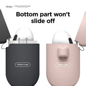 elago Silicone Case Compatible with AirPods 3 Case Cover - Compatible with AirPods 3rd Generation, Carabiner Included, Supports Wireless Charging, Shock Resistant, Full Protection (Sand Pink)