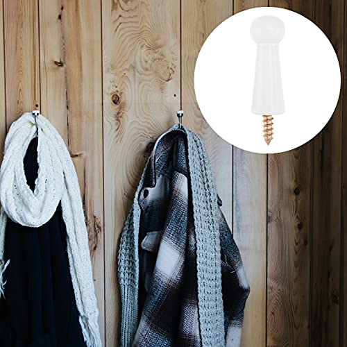 DOITOOL 10 Pcs Screw- On Wood Hook Wooden Coat Hooks Shaker Pegs Towel Belt Jewelry Hanger Single Organizer Hat Rack for Hanging Hats Bags Towels Bathroom White