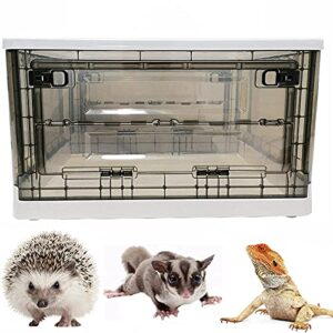 portable hedgehog cage carrier with wheels and handles, collapsible hamster cage plastic rat house indoor outdoor small critter habitat pet travel carrier box for hedgehog,hamster,rat,bearded dragon