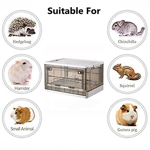 Portable Hedgehog Cage Carrier with Wheels and Handles, Collapsible Hamster Cage Plastic Rat House Indoor Outdoor Small Critter Habitat Pet Travel Carrier Box for Hedgehog,Hamster,Rat,Bearded Dragon