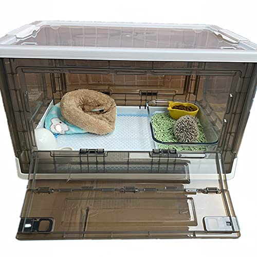 Portable Hedgehog Cage Carrier with Wheels and Handles, Collapsible Hamster Cage Plastic Rat House Indoor Outdoor Small Critter Habitat Pet Travel Carrier Box for Hedgehog,Hamster,Rat,Bearded Dragon