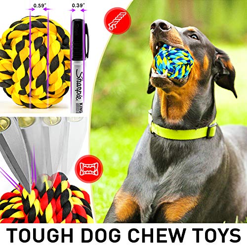 XL Dog Chew Toys for Aggressive Chewers, Dog Balls for Large Dogs, Heavy Duty Dog Toys with Tough Twisted, Dental Cotton Dog Rope Toy for Medium Dogs, 6 Pack Indestructible Puppy Teething Chew Toy