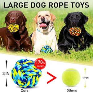 XL Dog Chew Toys for Aggressive Chewers, Dog Balls for Large Dogs, Heavy Duty Dog Toys with Tough Twisted, Dental Cotton Dog Rope Toy for Medium Dogs, 6 Pack Indestructible Puppy Teething Chew Toy