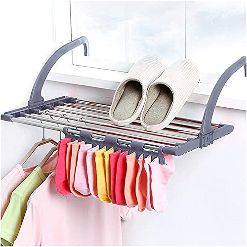 ZyHMW Clothes Airer Radiator Folding Airer Radiator Towel Holder Clothes Dryer Drying Rack Rail Install Onany Radiator in Any Room，Folding Airer (Color : Gray) (Color : Gray)