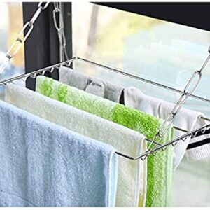 ZyHMW Clothes Airer 100 Clips Large Balcony Folding Shoe Drying Rack Stainless Steel Laundry Towel Storage Capacity Convenient Clothes Airer, Clothes Airer (Color (Color