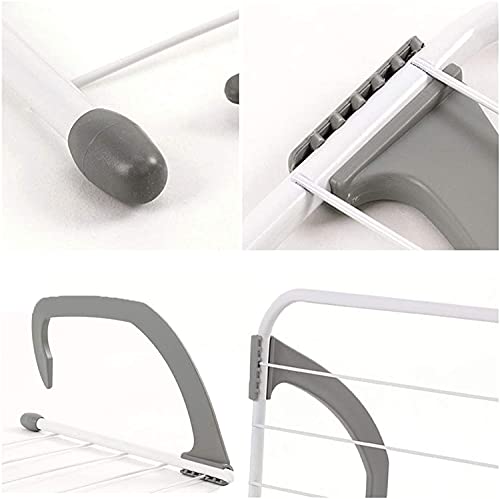 ZyHMW Clothes Airer Home Folding Adjustable Radiator Towel Clothes Drying Rack Pole Airer Dryer Drying Rack 5 Rail Balcony Telescopic Laundry Holder，Folding Airer (Color : Gray, Size : 50X28cm)