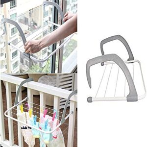 ZyHMW Clothes Airer Home Folding Adjustable Radiator Towel Clothes Drying Rack Pole Airer Dryer Drying Rack 5 Rail Balcony Telescopic Laundry Holder，Folding Airer (Color : Gray, Size : 50X28cm)