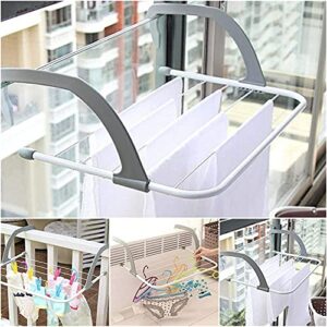 ZyHMW Clothes Airer Home Folding Adjustable Radiator Towel Clothes Drying Rack Pole Airer Dryer Drying Rack 5 Rail Balcony Telescopic Laundry Holder，Folding Airer (Color : Gray, Size : 50X28cm)