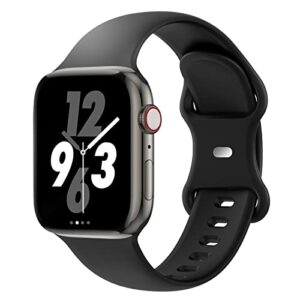 acrbiutu bands compatible with apple watch 38mm 40mm 41mm 42mm 44mm 45mm 49mm, replacement soft silicone sport strap wristbands for iwatch series ultra 8/7/6/5/4/3/2/1 se women men, black