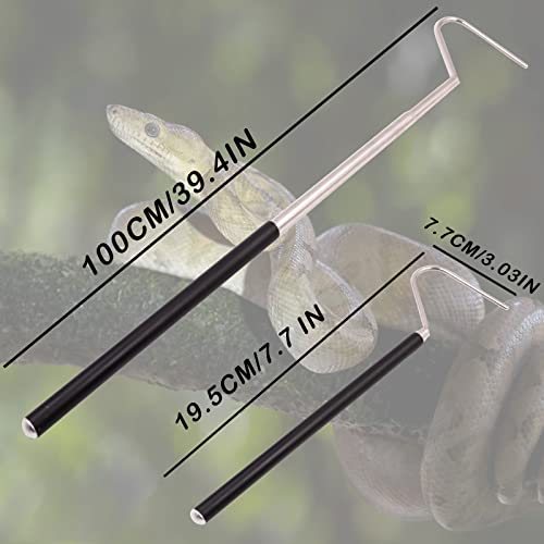 Aufeeky Telescoping Stainless Collapsible Snake Hook and Grabbers Snake Reptile Grabber Reacher Pickup Tool Long Reptile Catcher for Ball Pythons Corn Snake Reptiles Pet Snake Serpent (39.4 inches)