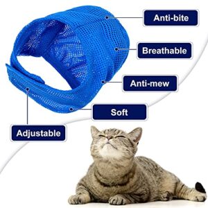 5 Pieces Cat Bathing Bag Set Cat Grooming Bag Adjustable Pet Shower Net Bag Cat Muzzles Anti-Bite Anti-Scratch Nail Clipper Tick Remover Tool Massage Brush for Pet Bathing Cleaning Trimming (Blue)