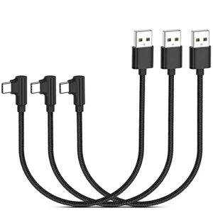 1ft right angle usb c cable fast charging, 3 pack 90 degree usb a to usb type c cord short 3a compatible with samsung galaxy note 10 s9 s10 s20 s21 google pixel 4a 5g lg stylo 6 5 v60