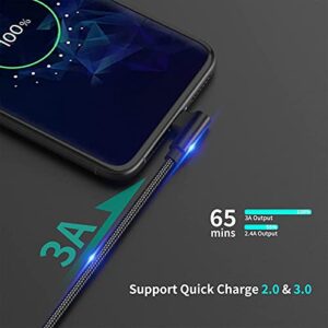 1ft Right Angle USB C Cable Fast Charging, 3 Pack 90 Degree USB A to USB Type C Cord Short 3A Compatible with Samsung Galaxy Note 10 S9 S10 S20 S21 Google Pixel 4a 5g LG Stylo 6 5 V60