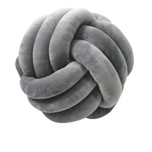 zanyb soft knot ball throw pillow home decor cushion plush throw knotted pillow handmade round pillow knotted bedroom decor, grey, 11.8x11.8''