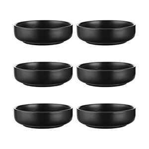 selamica ceramic 3.3 inch soy sauce dish dipping bowls side dishes small appetizer pinch bowls for condiments, sushi, ketchup, bbq-set of 6(matte black)