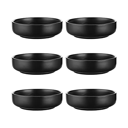 Selamica Ceramic 3.3 Inch Soy Sauce Dish Dipping Bowls Side Dishes Small Appetizer Pinch Bowls for Condiments, Sushi, Ketchup, BBQ-Set of 6(Matte Black)