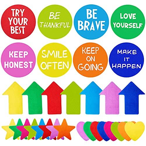 32 Pieces Carpet Markers Colorful Heart Stars Arrows Circles Designs Positive Sayings Carpet Markers Classroom Carpet Markers for Teacher Student