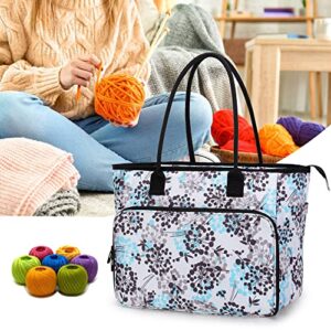 CURMIO Yarn Storage Bag, Knitting Bag for WIP Project, Crochet Hooks, Knitting Needles(up to 14"/35.5cm) and Yarn Skeins, Dandelion(Bag Only)