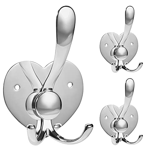 Wall Hooks for Handing Three Paws on The Hill Silver Coat Stick Hooks, Heavy Duty Wall Hooks for Bathroom, Home Depot Strong Sticky Hook for Hanging (3 Pack)