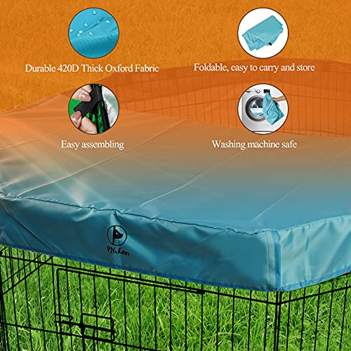 PJYuCien Dog Playpen Mesh Top Cover, Fits 24 Inch 8 Panels Regular Octagon Metal Exercise Pet Playpen, Velcro Connections, Blue (Note: Cover Only, Playpen Not Included !!!)