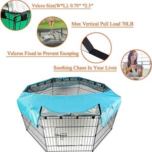 PJYuCien Dog Playpen Mesh Top Cover, Fits 24 Inch 8 Panels Regular Octagon Metal Exercise Pet Playpen, Velcro Connections, Blue (Note: Cover Only, Playpen Not Included !!!)