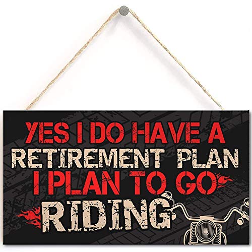 Motorcycle Sign Man Cave Hanging Plaque Gifts for Dad Grandad Brother Gifts for Men Retirement Keepsake 10" X 5" (US-G076)