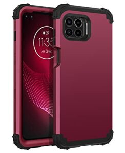 bentoben case compatible with moto one 5g/moto g 5g plus/moto one 5g uw, 3 layer heavy duty rugged shockproof protective cover for motorola moto one 5g /g 5g plus/one 5g uw 6.7", wine red