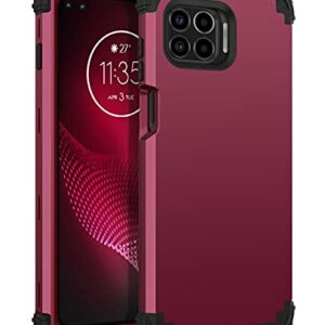 BENTOBEN Case Compatible with Moto One 5G/Moto G 5G Plus/Moto One 5G UW, 3 Layer Heavy Duty Rugged Shockproof Protective Cover for Motorola Moto One 5G /G 5G Plus/One 5G UW 6.7", Wine Red