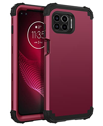 BENTOBEN Case Compatible with Moto One 5G/Moto G 5G Plus/Moto One 5G UW, 3 Layer Heavy Duty Rugged Shockproof Protective Cover for Motorola Moto One 5G /G 5G Plus/One 5G UW 6.7", Wine Red