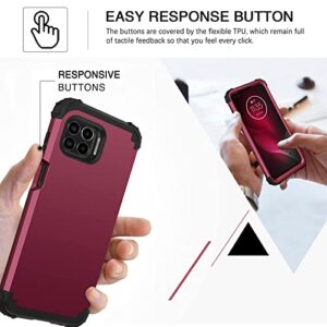 BENTOBEN Case Compatible with Moto One 5G/Moto G 5G Plus/Moto One 5G UW, 3 Layer Heavy Duty Rugged Shockproof Protective Cover for Motorola Moto One 5G /G 5G Plus/One 5G UW 6.7", Wine Red