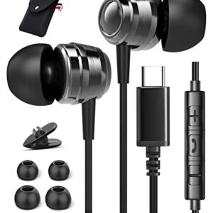 USB C Headphones, USB C Earbuds, USB Type C Earphone USB C Headphone Plug Noise Canceling in-Ear Headphones with Microphone for Samsung S23 S22 Ultra Z Flip 4 S21 Google Pixel 6a 7 Pro iPad Pro Air 5