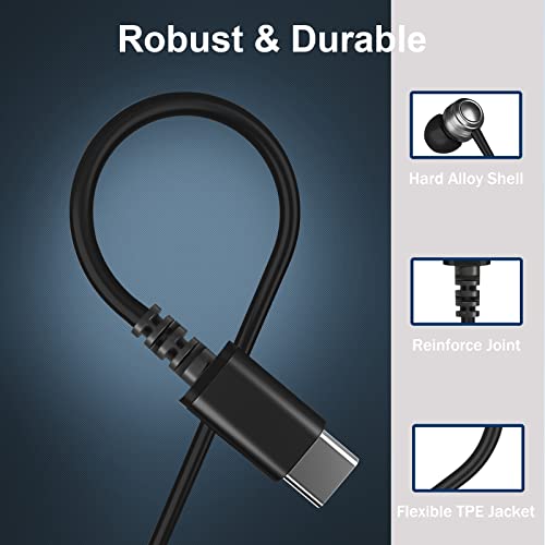 USB C Headphones, USB C Earbuds, USB Type C Earphone USB C Headphone Plug Noise Canceling in-Ear Headphones with Microphone for Samsung S23 S22 Ultra Z Flip 4 S21 Google Pixel 6a 7 Pro iPad Pro Air 5