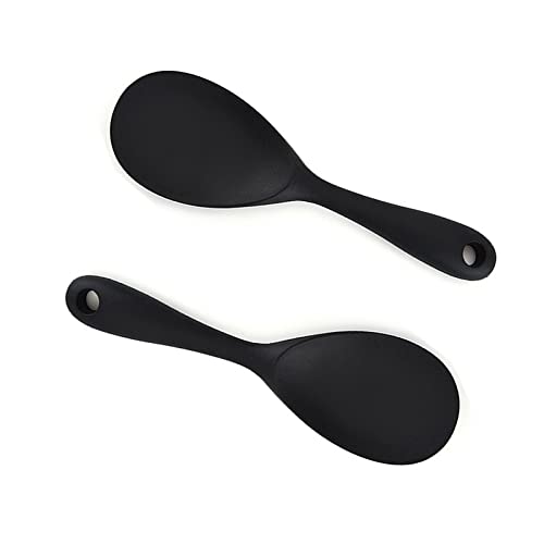 Rice Paddle, Silicone Rice Spoon Non Stick Rice Scooper Heat Resistant Kitchen Gadge Rice Spoon Paddle Cooking Utensil Rice Spatula Rice Cooker Spoon for Rice, Salads, Mashed Potato (Set of 2)