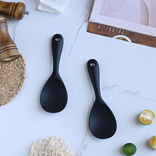 Rice Paddle, Silicone Rice Spoon Non Stick Rice Scooper Heat Resistant Kitchen Gadge Rice Spoon Paddle Cooking Utensil Rice Spatula Rice Cooker Spoon for Rice, Salads, Mashed Potato (Set of 2)