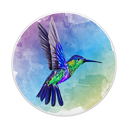 Colorful Watercolor Nature Blue Hummingbird Colorful Bird PopSockets PopGrip: Swappable Grip for Phones & Tablets