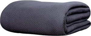 cotton throw blanket queen size for bed - diamond weave blankets, grey soft lightweight woven throw blankets for couch bed sofa travel 100% cotton blankets & throws - 90x90 inches