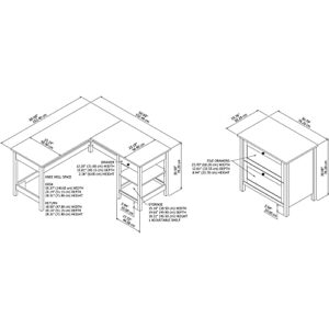 Bush Furniture Mayfield L Shaped Computer Desk with 2 Drawer Lateral File Cabinet, 60W, Pure White and Shiplap Gray