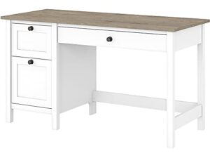 bush furniture mayfield computer desk with drawers, 54w, pure white and shiplap gray
