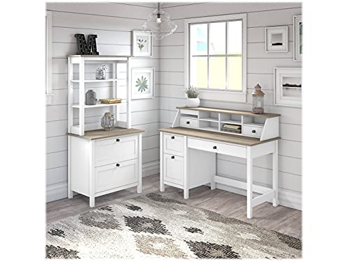 Bush Furniture Mayfield Computer Desk with Drawers, 54W, Pure White and Shiplap Gray