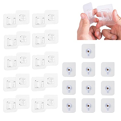 Double-Sided Adhesive Hooks 10 Pair, Adhesive Hooks 10pcs, Adhesive Wall Hooks, Self-Adhesive Hooks, Wall-Sticking Hooks Without Punching and Nails, Waterproof and Oil-Proof (20 Pack) (Type-A)